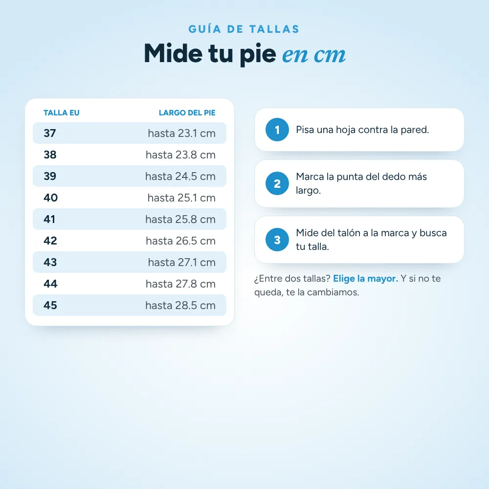 Guía de tallas en cm
